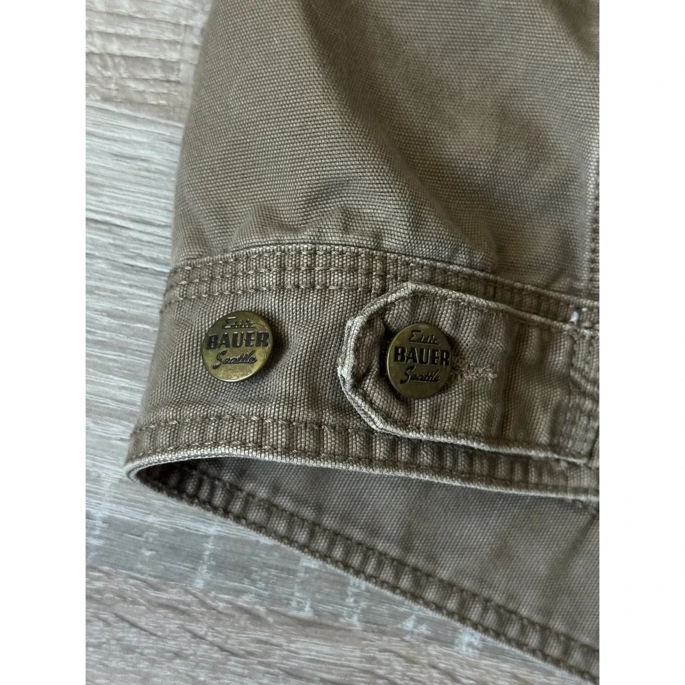 Vintage Eddie Bauer Mens XL Brown Cotton Canvas Full Zip Field Utility Jacket‎